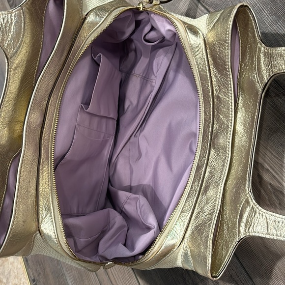 Coach Ivory Straw Embossed Embroidery Butterfly Gold Leather Trim Shoulder Bag - Picture 13 of 17